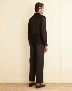Shirts<BODE Meandering Lace Long Sleeve Shirt Black