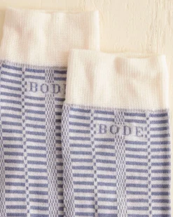 Accessories<BODE Micro Check Socks Cream Blue