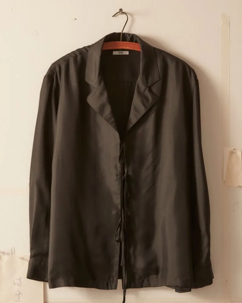 Shirts<BODE Micro Tie Long Sleeve Shirt - Black