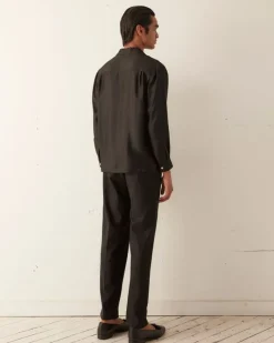 Shirts<BODE Micro Tie Long Sleeve Shirt - Black