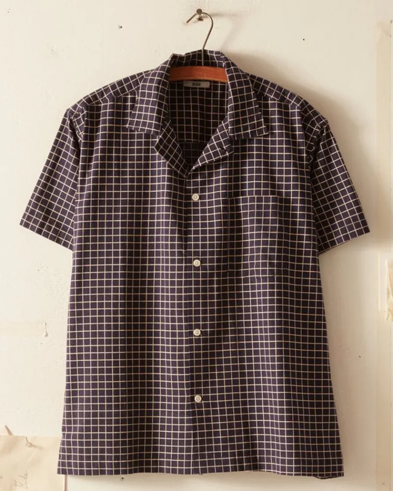 Shirts<BODE Midnight Grid Short Sleeve Shirt