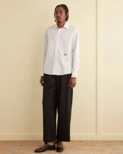 Shirts<BODE Monogrammed Poplin Shirt White
