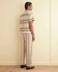 Shirts<BODE Namesake Stripe Short Sleeve Shirt Ecru/Multi