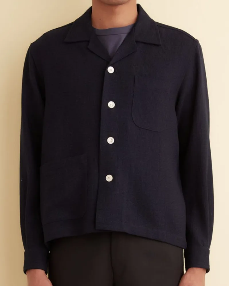 Shirts<BODE Net Long Sleeve Shirt Navy