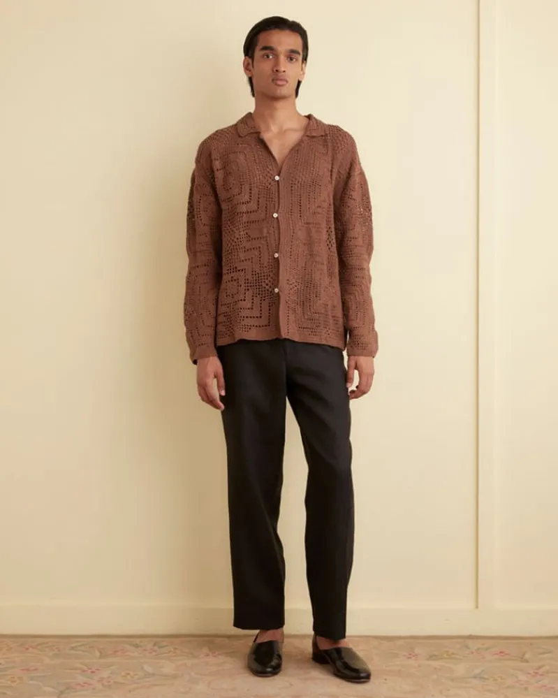 Knitwear<BODE Overdye Crochet Shirt Brown