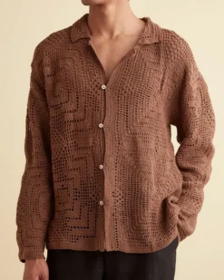 Knitwear<BODE Overdye Crochet Shirt Brown