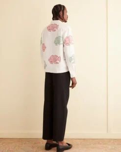 Shirts<BODE Piscine Applique Long Sleeve Shirt White/Multi