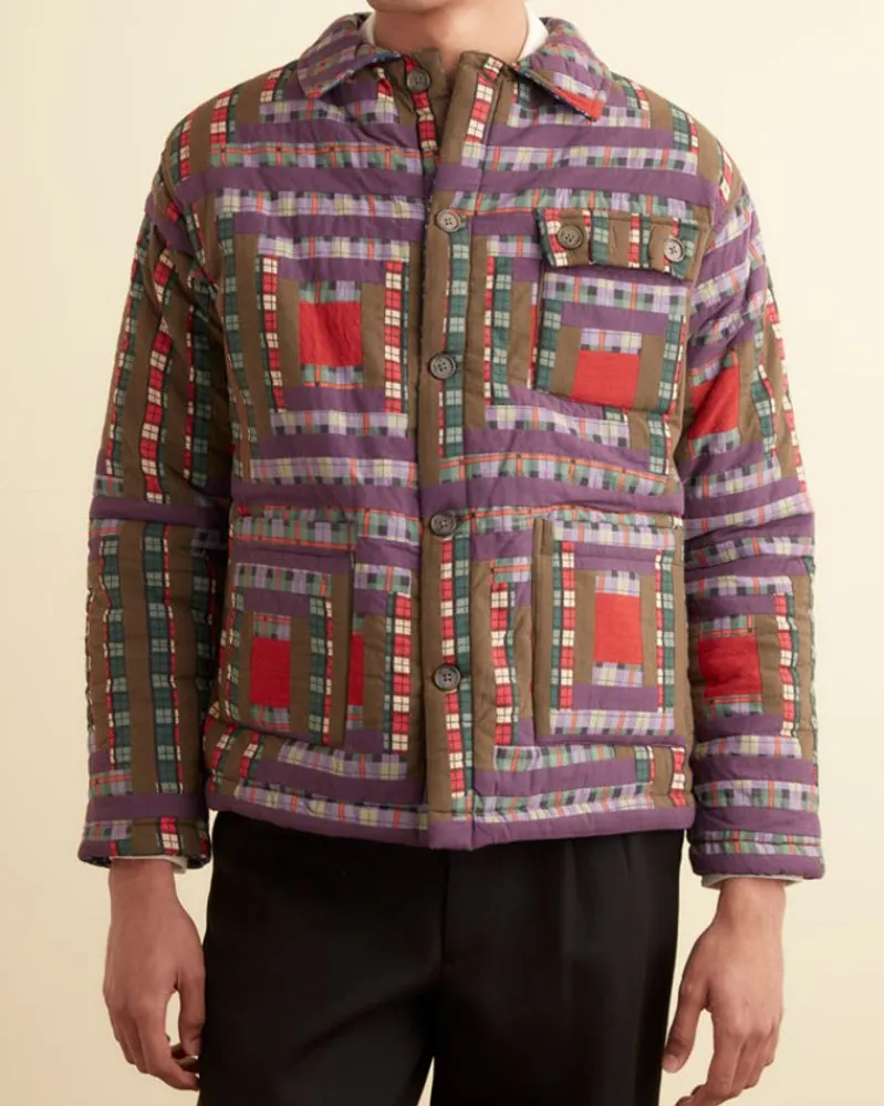 Outerwear<BODE Plaid Log Cabin Quilt Jacket