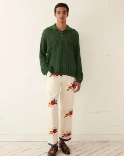 Shirts<BODE Pointelle Polo Long Sleeve Green