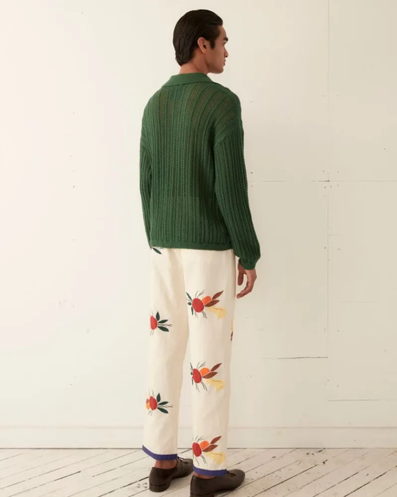 Shirts<BODE Pointelle Polo Long Sleeve Green