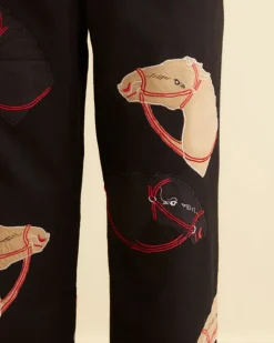 Trousers & Pants<BODE Pony Applique Trousers Black