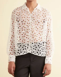 Shirts<BODE Primrose Lace Long Sleeve Shirt White