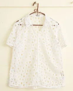 Shirts<BODE Primrose Lace Short Sleeve Shirt White