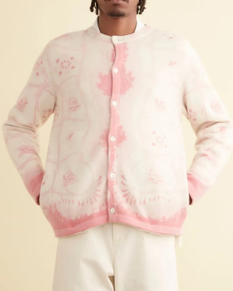 Knitwear<BODE Printed Mill Cardigan Pink/Cream