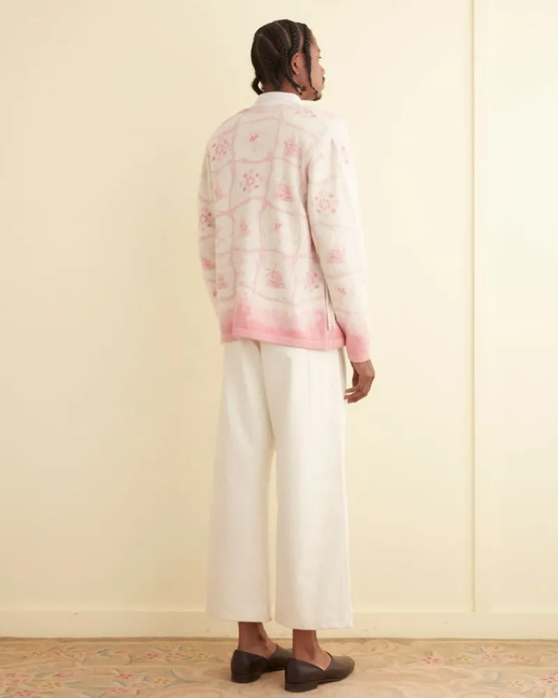 Knitwear<BODE Printed Mill Cardigan Pink/Cream
