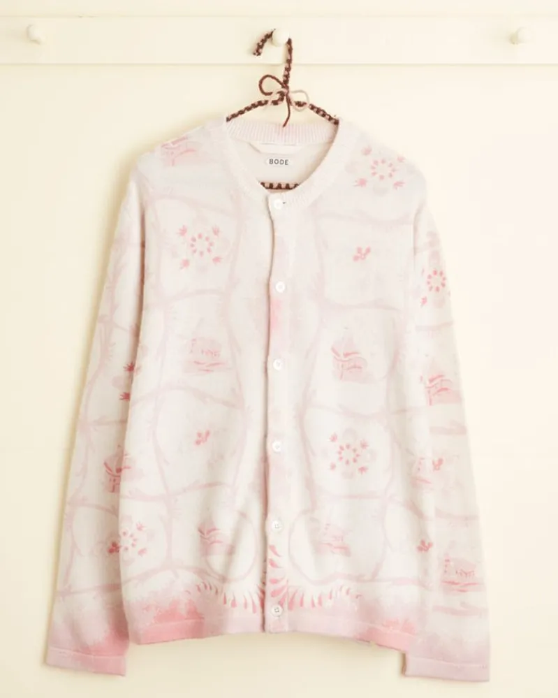 Knitwear<BODE Printed Mill Cardigan Pink/Cream