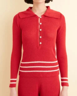 Knitwear<BODE Quincy Stripe Polo Red