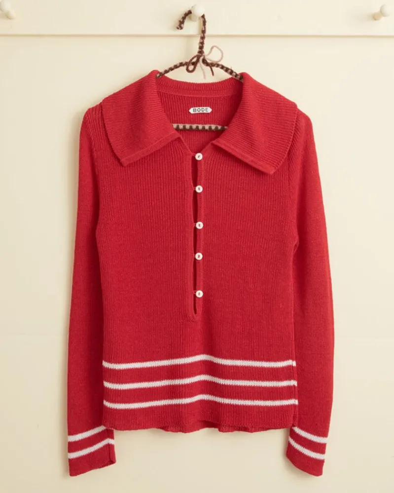 Knitwear<BODE Quincy Stripe Polo Red