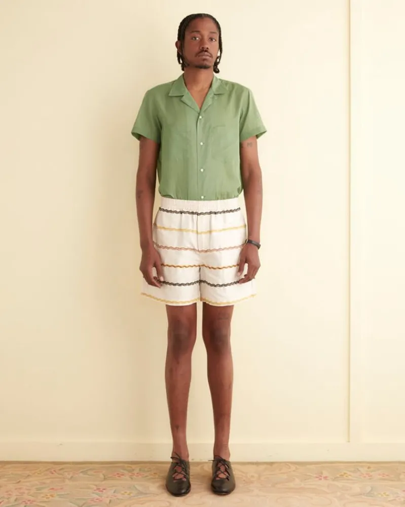 Shorts<BODE Rickrack Stripe Rugby Shorts Ecru/Multi