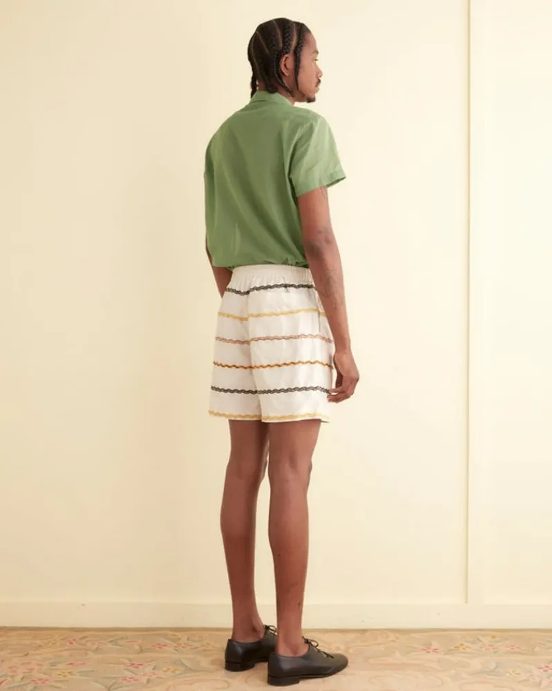 Shorts<BODE Rickrack Stripe Rugby Shorts Ecru/Multi