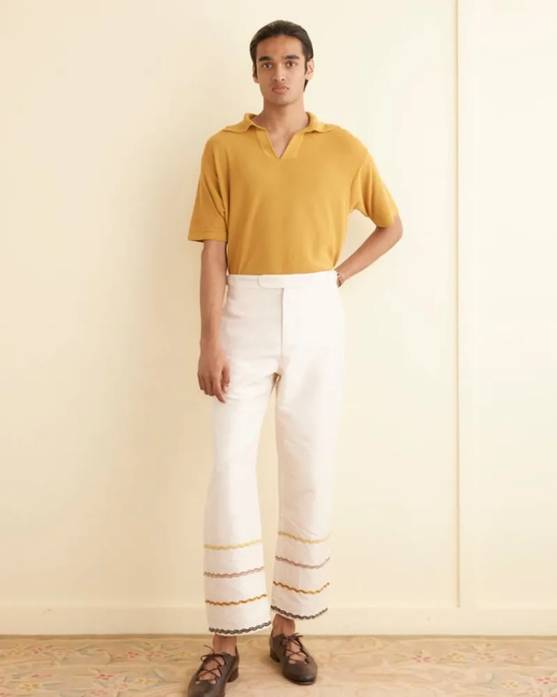 Trousers & Pants<BODE Rickrack Stripe Trousers Ecru/Multi