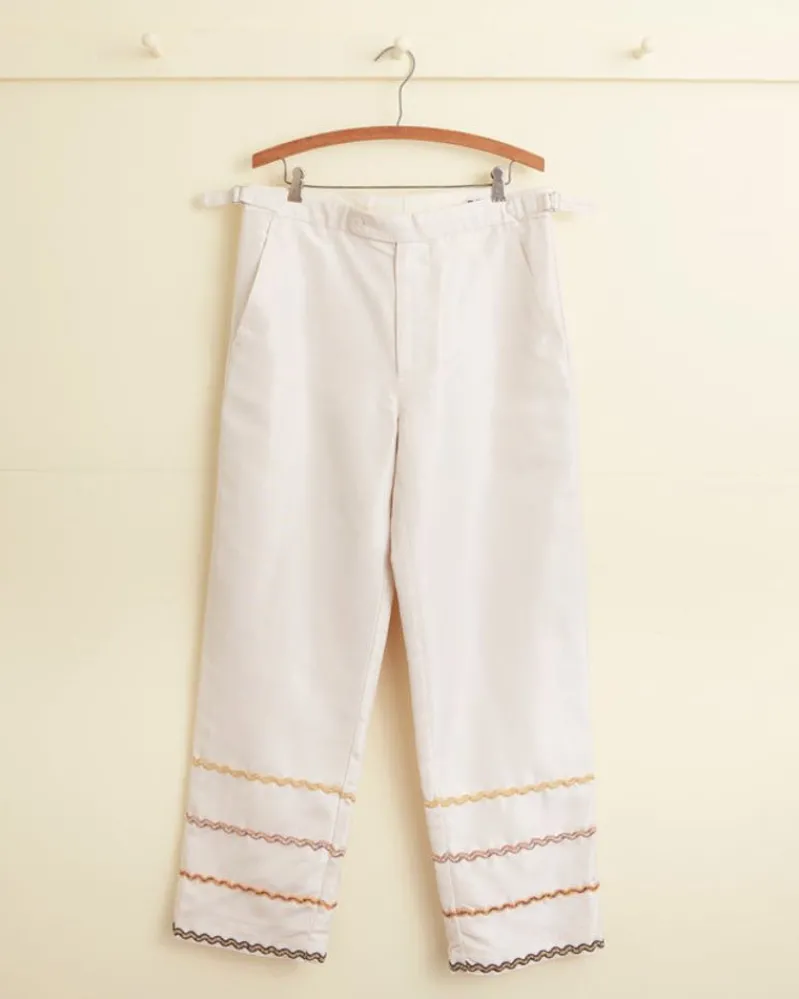 Trousers & Pants<BODE Rickrack Stripe Trousers Ecru/Multi