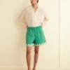 Shorts<BODE Ripple Applique Shorts Green/Ecru