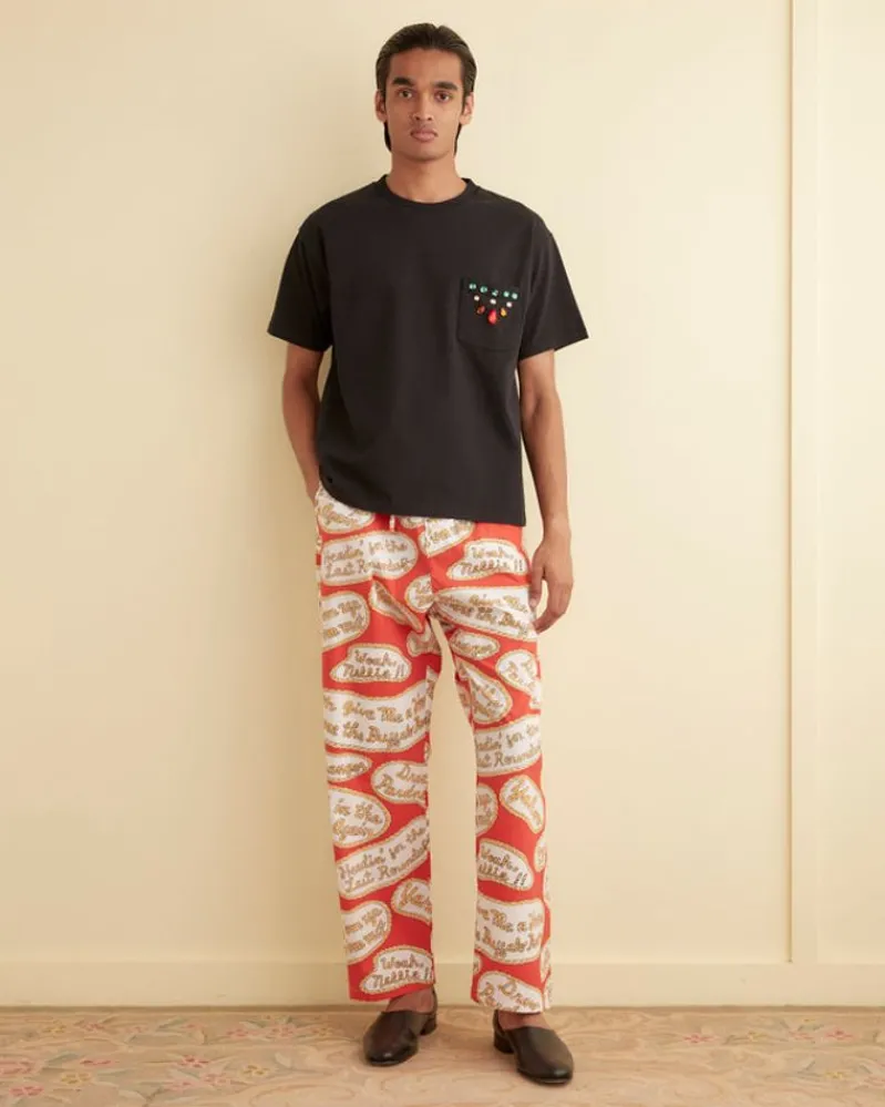 Trousers & Pants<BODE Rodeo Slogans Lounge Pant Red