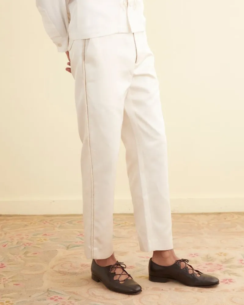 Trousers & Pants<BODE Roping Tuxedo Trousers Ecru