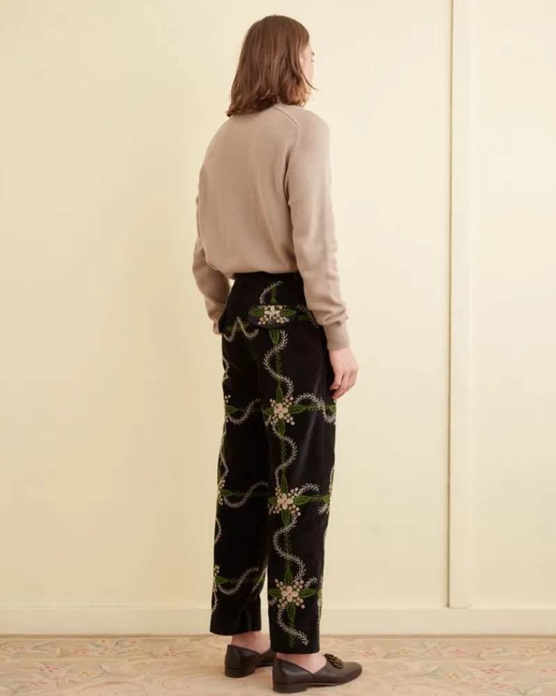 Trousers & Pants<BODE Rosemallow Trousers Black