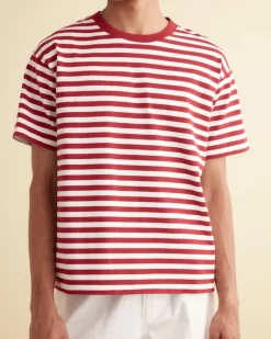 Cut & Sew<BODE Sawyer Stripe Short Sleeve Shirt Burgundy