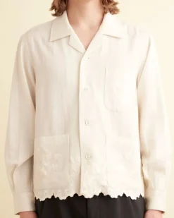 Shirts<BODE Scalloped Acorn Long Sleeve Shirt Cream