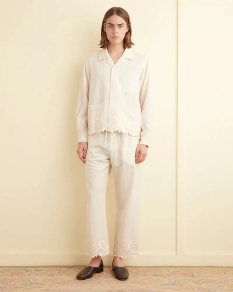 Trousers & Pants<BODE Scalloped Acorn Pajama Pants Cream