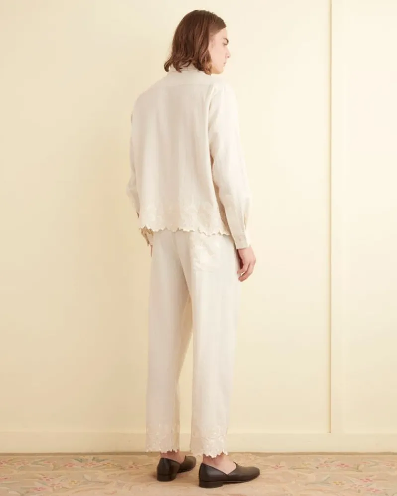 Trousers & Pants<BODE Scalloped Acorn Pajama Pants Cream