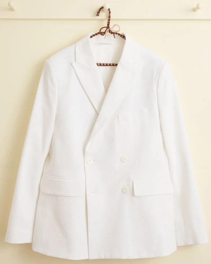 Suiting<BODE Seersucker Double-Breasted Suit Jacket White