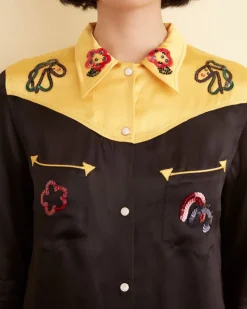 Tops<BODE Sequin Rodeo Shirt Gold/Black