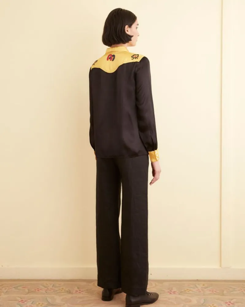 Tops<BODE Sequin Rodeo Shirt Gold/Black