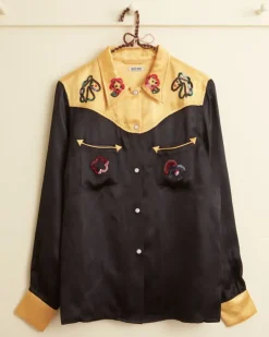 Tops<BODE Sequin Rodeo Shirt Gold/Black