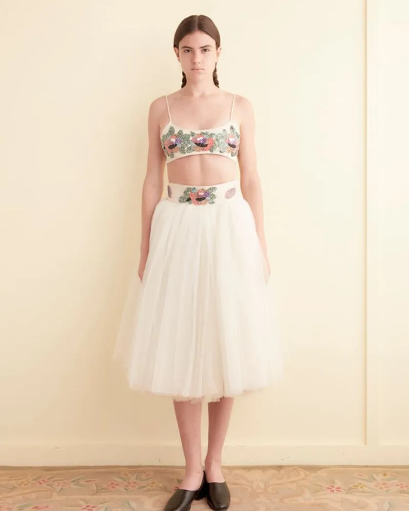 Skirts<BODE Sequin Sunset Lily Skirt Cream