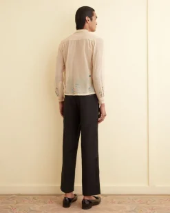 Shirts<BODE Sequined Floral Net Long Sleeve Shirt