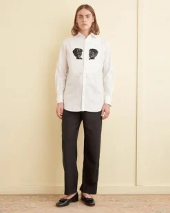 Shirts<BODE Sequined Silhouette Tuxedo Shirt White