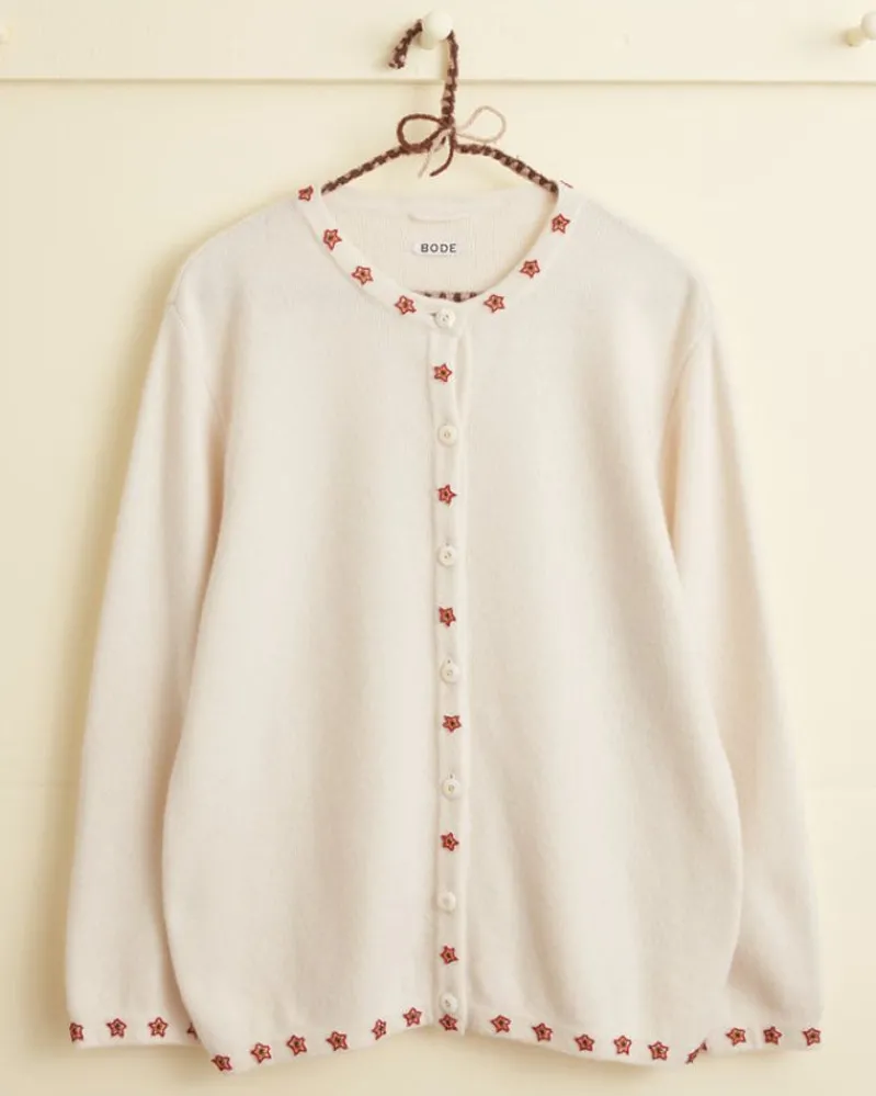 Knitwear<BODE Starflower Beaded Cardigan Cream