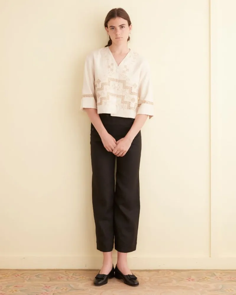 Tops<BODE Step Cutwork Overshirt Cream