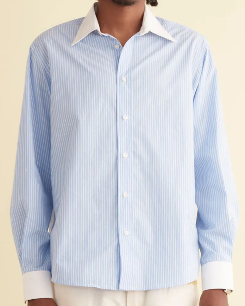 Shirts<BODE Striped Poplin Shirt White/Blue