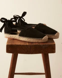 Shoes<BODE Suede Lace-Up Espadrille - Black Natural