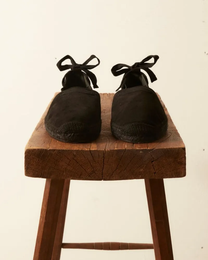 Shoes<BODE Suede Lace-Up Espadrille - Black