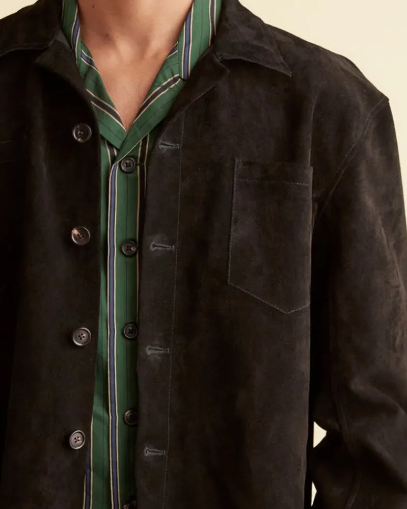 Outerwear<BODE Suede Overshirt Black