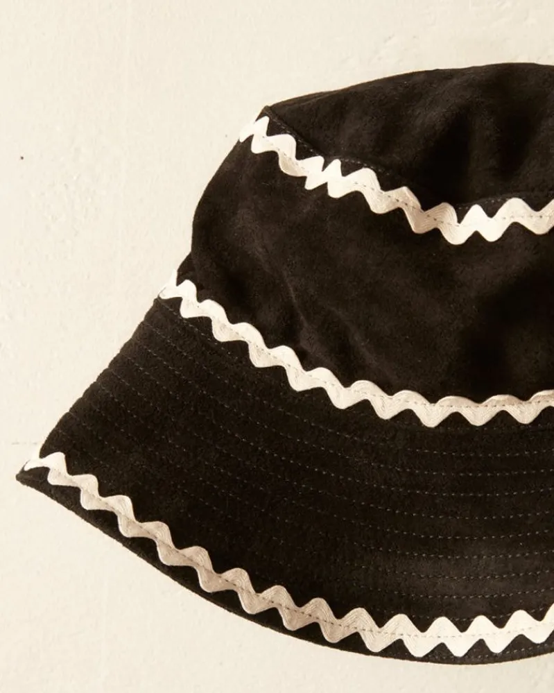 Accessories<BODE Suede Rickrack Hat - Black