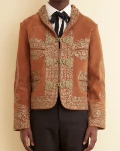 Outerwear<BODE Suede Shawl Couching Jacket Brown