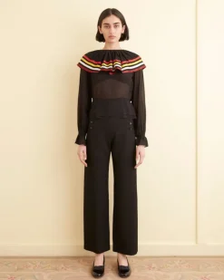 Tops<BODE Talo Ruffle Top - Black/ Multi
